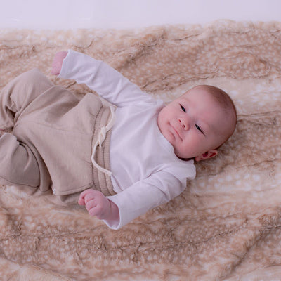 Soft Chettah Tan Printed Velour Blanket for Babies - Satin Trimmed - 29x36