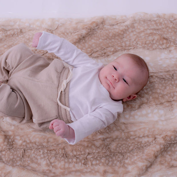 Soft Chettah Tan Printed Velour Blanket for Babies - Satin Trimmed - 29x36"