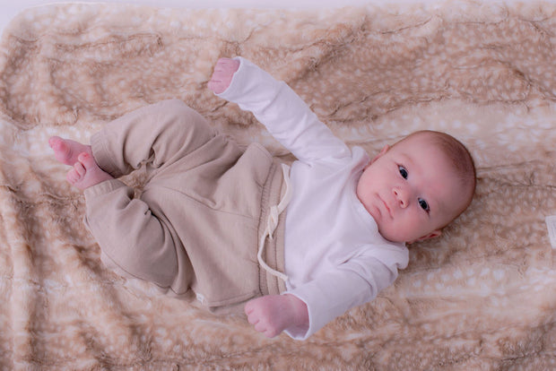 Soft Chettah Tan  Printed Velour  Blanket for Babies - Satin Trimmed - 29x36"