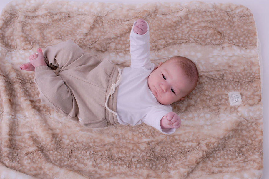 Soft Chettah Tan  Printed Velour  Blanket for Babies - Satin Trimmed - 29x36"