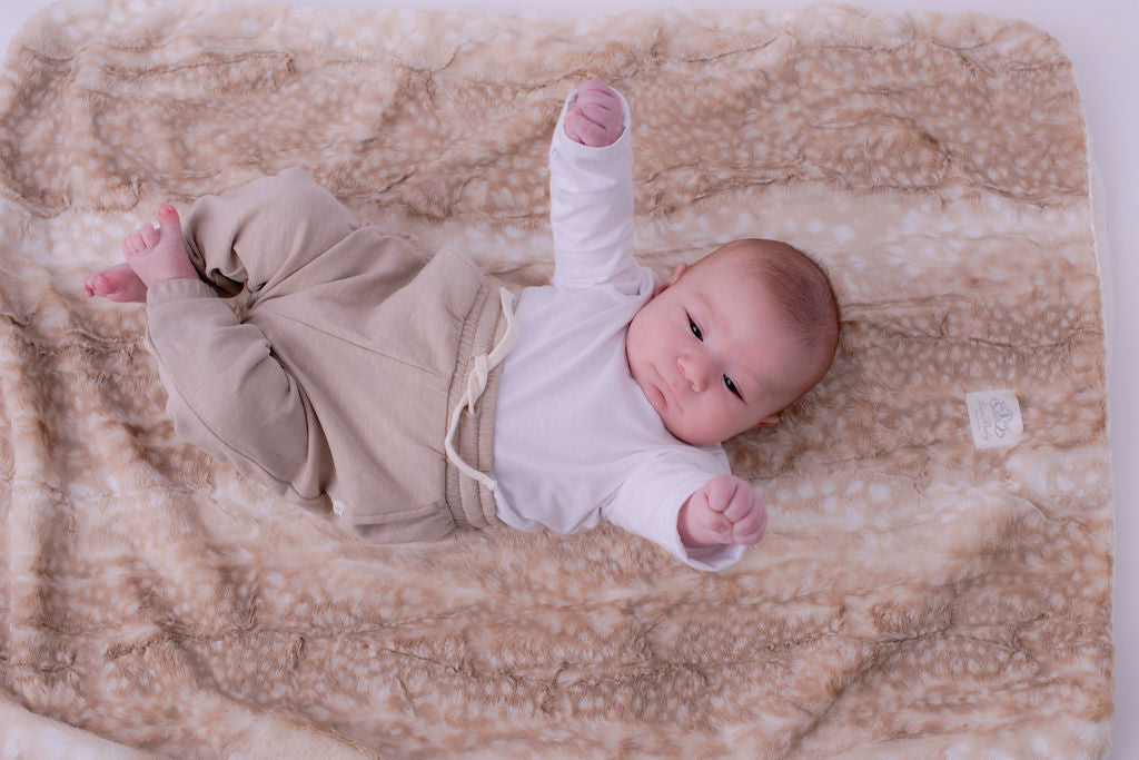 Soft Chettah Tan  Printed Velour  Blanket for Babies - Satin Trimmed - 29x36