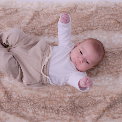 Soft Chettah Tan  Printed Velour  Blanket for Babies - Satin Trimmed - 29x36