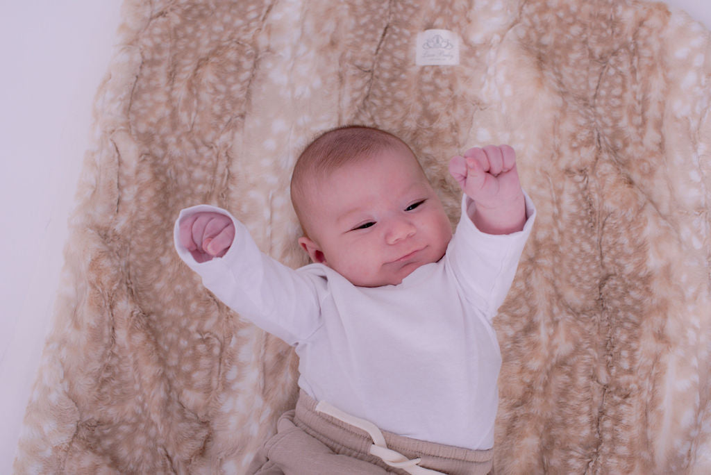 Soft Chettah Tan  Printed Velour  Blanket for Babies - Satin Trimmed - 29x36
