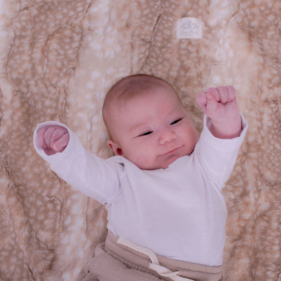 Soft Chettah Tan  Printed Velour  Blanket for Babies - Satin Trimmed - 29x36