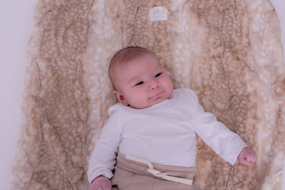 Soft Chettah Tan  Printed Velour  Blanket for Babies - Satin Trimmed - 29x36"