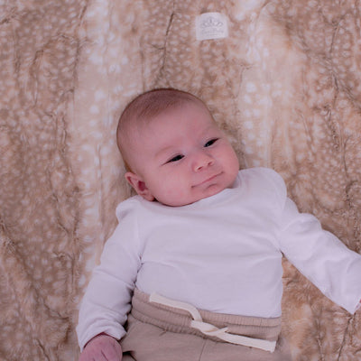 Soft Chettah Tan  Printed Velour  Blanket for Babies - Satin Trimmed - 29x36