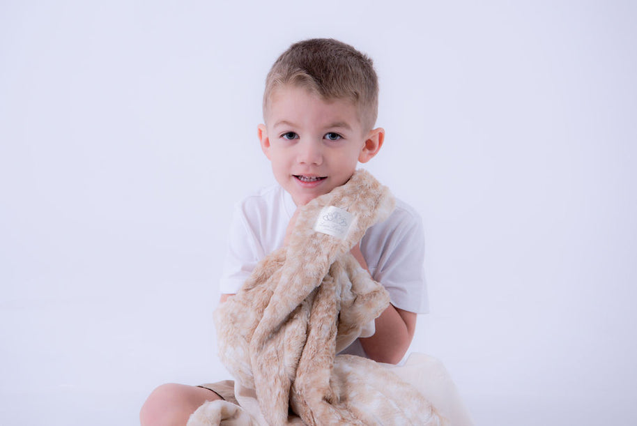 Soft Chettah Tan  Printed Velour  Blanket for Babies - Satin Trimmed - 29x36"