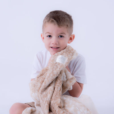 Soft Chettah Tan  Printed Velour  Blanket for Babies - Satin Trimmed - 29x36