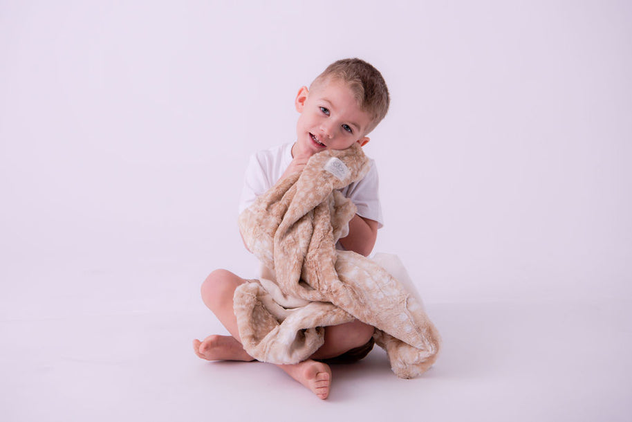 Soft Chettah Tan  Printed Velour  Blanket for Babies - Satin Trimmed - 29x36"