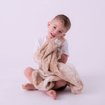 Soft Chettah Tan  Printed Velour  Blanket for Babies - Satin Trimmed - 29x36