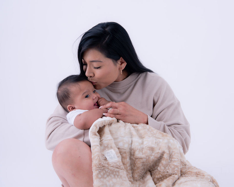 Soft Chettah Tan  Printed Velour  Blanket for Babies - Satin Trimmed - 29x36"
