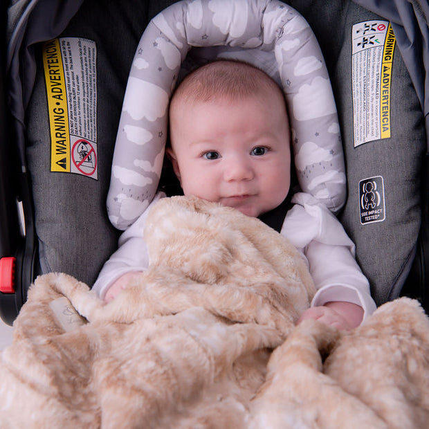 Soft Chettah Tan  Printed Velour  Blanket for Babies - Satin Trimmed - 29x36"