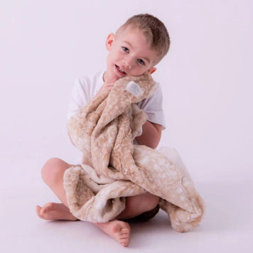 Soft Chettah Tan Printed Velour Blanket for Babies - Satin Trimmed - 29x36